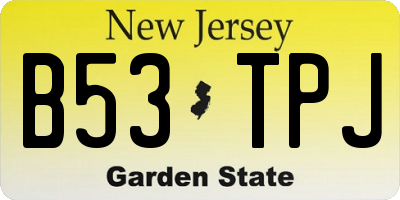 NJ license plate B53TPJ