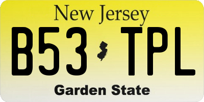 NJ license plate B53TPL