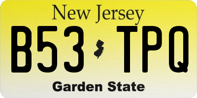NJ license plate B53TPQ