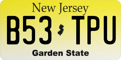 NJ license plate B53TPU