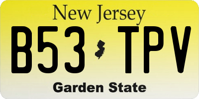 NJ license plate B53TPV