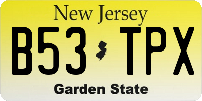 NJ license plate B53TPX