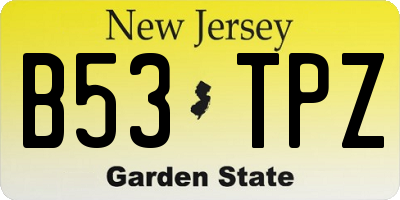 NJ license plate B53TPZ