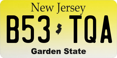 NJ license plate B53TQA