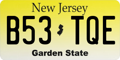 NJ license plate B53TQE