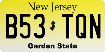 NJ license plate B53TQN