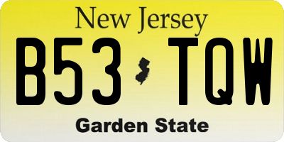 NJ license plate B53TQW