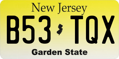 NJ license plate B53TQX