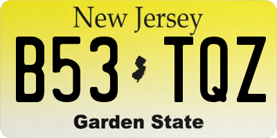 NJ license plate B53TQZ