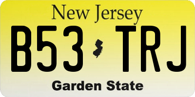NJ license plate B53TRJ