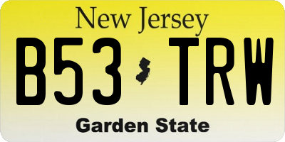 NJ license plate B53TRW