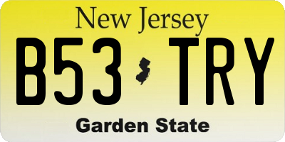 NJ license plate B53TRY