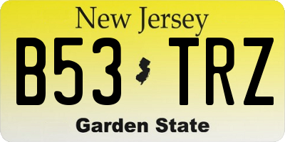 NJ license plate B53TRZ