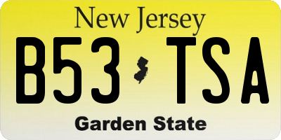 NJ license plate B53TSA