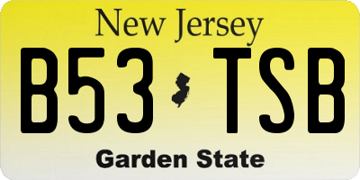 NJ license plate B53TSB
