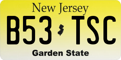 NJ license plate B53TSC