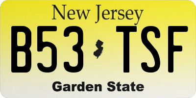 NJ license plate B53TSF