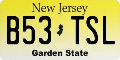 NJ license plate B53TSL