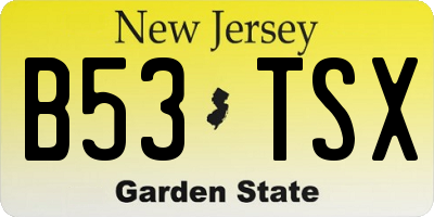 NJ license plate B53TSX