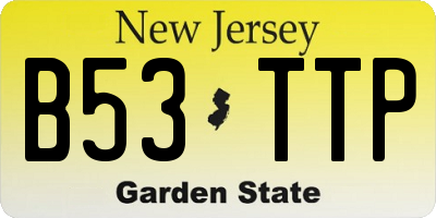 NJ license plate B53TTP