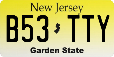 NJ license plate B53TTY