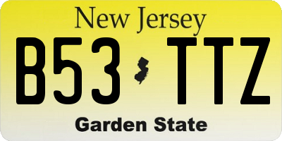 NJ license plate B53TTZ