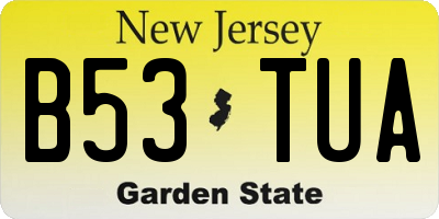 NJ license plate B53TUA