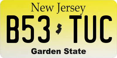 NJ license plate B53TUC