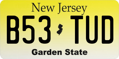 NJ license plate B53TUD