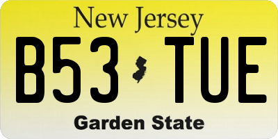 NJ license plate B53TUE