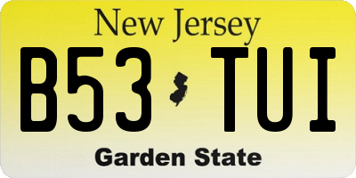 NJ license plate B53TUI