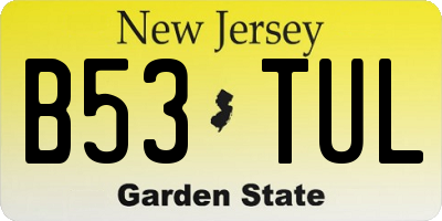 NJ license plate B53TUL
