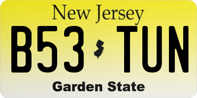 NJ license plate B53TUN