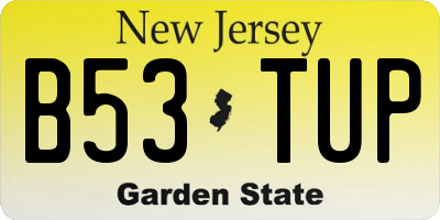 NJ license plate B53TUP