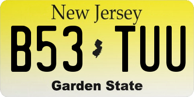 NJ license plate B53TUU