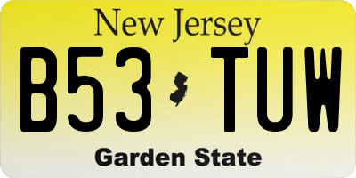 NJ license plate B53TUW