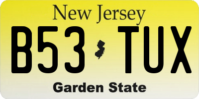 NJ license plate B53TUX