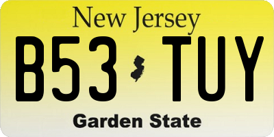 NJ license plate B53TUY