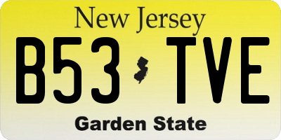 NJ license plate B53TVE
