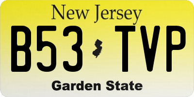 NJ license plate B53TVP