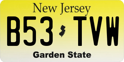 NJ license plate B53TVW