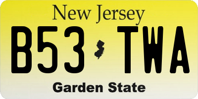 NJ license plate B53TWA