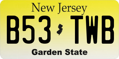 NJ license plate B53TWB