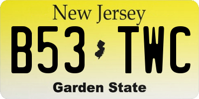 NJ license plate B53TWC