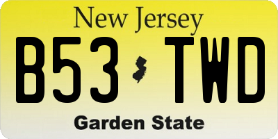 NJ license plate B53TWD