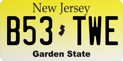 NJ license plate B53TWE