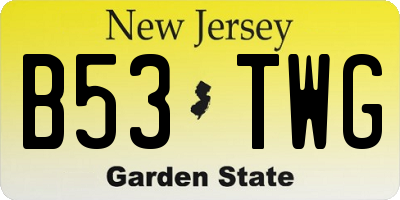 NJ license plate B53TWG