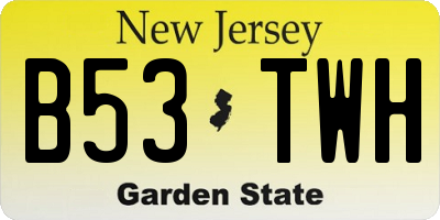 NJ license plate B53TWH
