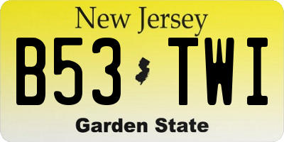 NJ license plate B53TWI