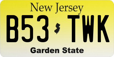 NJ license plate B53TWK
